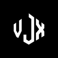 création de logo de lettre vjx avec forme de polygone. création de logo en forme de polygone et de cube vjx. modèle de logo vectoriel vjx hexagone couleurs blanches et noires. monogramme vjx, logo d'entreprise et immobilier.