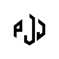création de logo de lettre pjj avec forme de polygone. création de logo en forme de polygone et de cube pjj. modèle de logo vectoriel pjj hexagone couleurs blanches et noires. monogramme pjj, logo d'entreprise et immobilier.