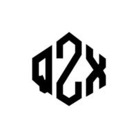 création de logo de lettre qzx avec forme de polygone. création de logo en forme de polygone et de cube qzx. modèle de logo vectoriel qzx hexagone couleurs blanches et noires. monogramme qzx, logo d'entreprise et immobilier.