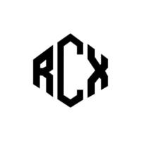 création de logo de lettre rcx avec forme de polygone. création de logo en forme de polygone et de cube rcx. modèle de logo vectoriel hexagone rcx couleurs blanches et noires. monogramme rcx, logo d'entreprise et immobilier.