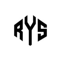 création de logo de lettre rys avec forme de polygone. création de logo en forme de polygone et de cube rys. modèle de logo vectoriel rys hexagone couleurs blanches et noires. monogramme rys, logo d'entreprise et immobilier.