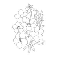 allamanda fleur coloriage dessin au trait avec illustration de pétales et de feuilles en fleurs vecteur