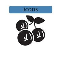 éléments de vecteur de symbole d'icônes de myrtille pour le web infographique