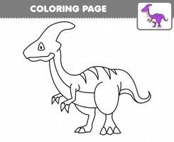 jeu d'éducation pour les enfants coloriage dessin animé dinosaure préhistorique parasaurolophus vecteur