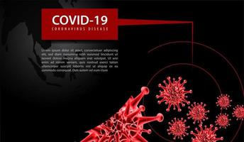 affiche de coronavirus avec virus rouge et globe noir vecteur