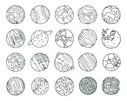 illustrations de planètes dans un style d'encre d'art