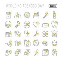 icônes de ligne vectorielle de la journée mondiale sans tabac vecteur