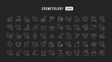 ensemble d'icônes linéaires de cosmétologie vecteur