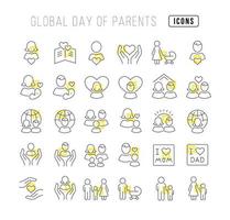 icônes de ligne vectorielle de la journée mondiale des parents vecteur