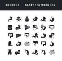 ensemble d'icônes simples de gastro-entérologie vecteur