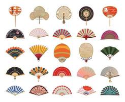 ensemble de fans asiatiques vecteur