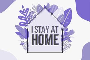affiche tendance violet à la maison avec feuillage vecteur