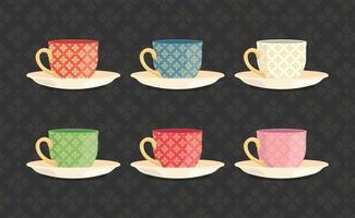 thaïlande benjarong tasse en céramique décoration en filigrane illustration vectorielle vecteur