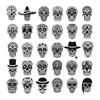 collection de crânes mexicains noir et blanc vecteur