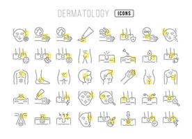 ensemble d'icônes linéaires de dermatologie vecteur