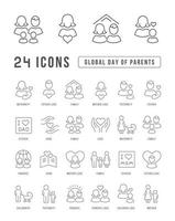 icônes de ligne vectorielle de la journée mondiale des parents vecteur