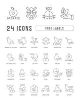 ensemble d'icônes linéaires d'étiquettes alimentaires vecteur
