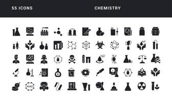 ensemble d'icônes simples de chimie vecteur