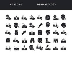 ensemble d'icônes simples de dermatologie vecteur