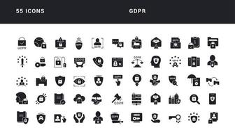 ensemble d'icônes simples de gdpr vecteur