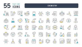 ensemble d'icônes linéaires de chimie vecteur