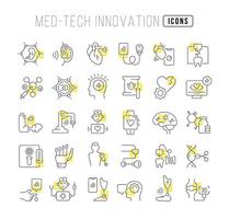 ensemble d'icônes linéaires de l'innovation med-tech vecteur