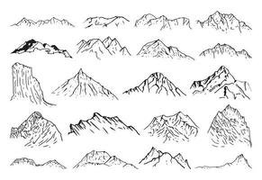 illustrations de montagnes à l'encre d'art vecteur