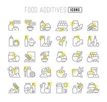 ensemble d'icônes linéaires d'additifs alimentaires vecteur