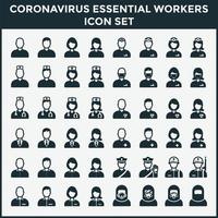 jeu d'icônes de travailleurs essentiels coronavirus vecteur