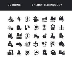 ensemble d'icônes simples de la technologie énergétique vecteur