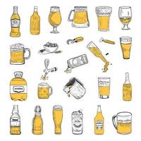 illustrations de bière à l'encre d'art vecteur