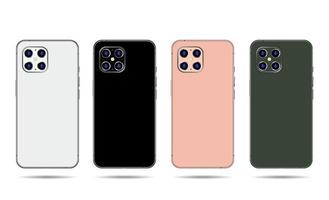 vue arrière des smartphones en plusieurs couleurs vecteur