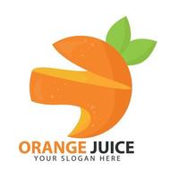 logo orange fraîchement haché. logo de jus d'orange avec votre slogan vecteur