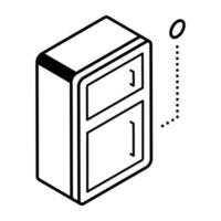 conception de vecteur isométrique de réfrigérateur à montage supérieur