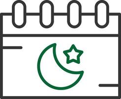 calendrier islamique ligne deux couleurs vecteur