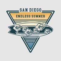 surf san diego beach design illustration vectorielle pour t shirt vecteur