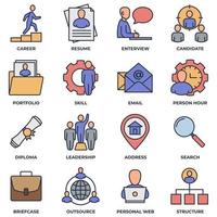 ensemble de chasse à la tête, carrière, CV, enterview, candidat et plus d'illustration vectorielle de logo d'icône. modèle de symbole de pack de recrutement pour la collection de conception graphique et web vecteur