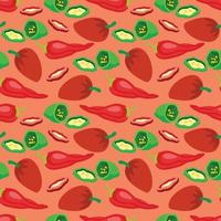 paprika vert et rouge, tranches. illustration vectorielle de légumes dans un style plat simple de dessin animé. conception de texture de modèle sans couture. vecteur