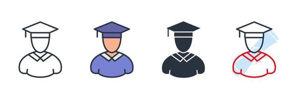 illustration vectorielle du logo de l'icône de l'éducation. personnes avec un modèle de symbole de chapeau de graduation pour la collection de conception graphique et web vecteur