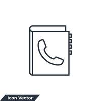 icône de contact logo illustration vectorielle. téléphone dans le modèle de symbole de livre pour la collection de conception graphique et web vecteur