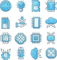 ensemble d'icônes vectorielles liées à l'électronique. contient des icônes telles que composant électronique, technologie cloud, circuit et plus encore. vecteur