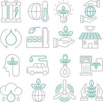 ensemble d'icônes vectorielles liées à l'écologie. contient des icônes telles que l'usine verte, la purification de l'eau, la pluie et plus encore. vecteur