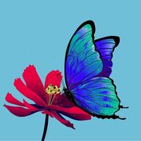 papillon sur illustration vectorielle fleur vecteur