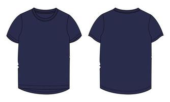 t-shirt à manches courtes en tête plat de mode technique modèle d'illustration vectorielle pour dames vecteur