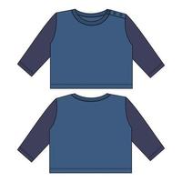 t-shirt à manches longues de couleur bicolore tops modèle d'illustration vectorielle pour les enfants. vecteur