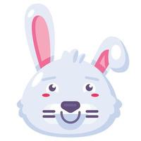 sourire de lapin avec des poussins roses vecteur emoji positif