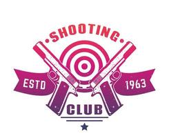 logo du club de tir, emblème, insigne avec deux pistolets sur blanc vecteur
