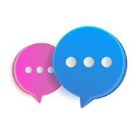 paire d'icônes de bulles de parole de couleur bleue et rose, icône de bulle de message vecteur