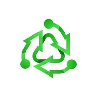 logo de recyclage vert. icône de recyclage. vecteur écologique recyclé. recycler le symbole de l'écologie des flèches. flèche de cycle recyclé. symbole environnemental. v