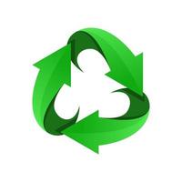 logo de recyclage vert. icône de recyclage. vecteur écologique recyclé. recycler le symbole de l'écologie des flèches. flèche de cycle recyclé. symbole environnemental. v